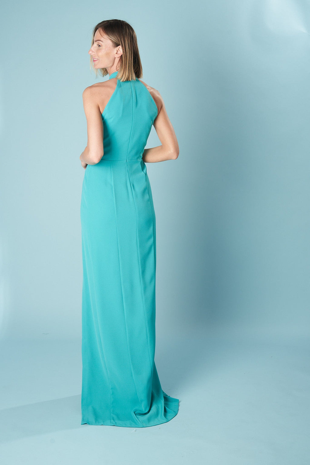 Vestido Largo Halter Espalda Cubierta