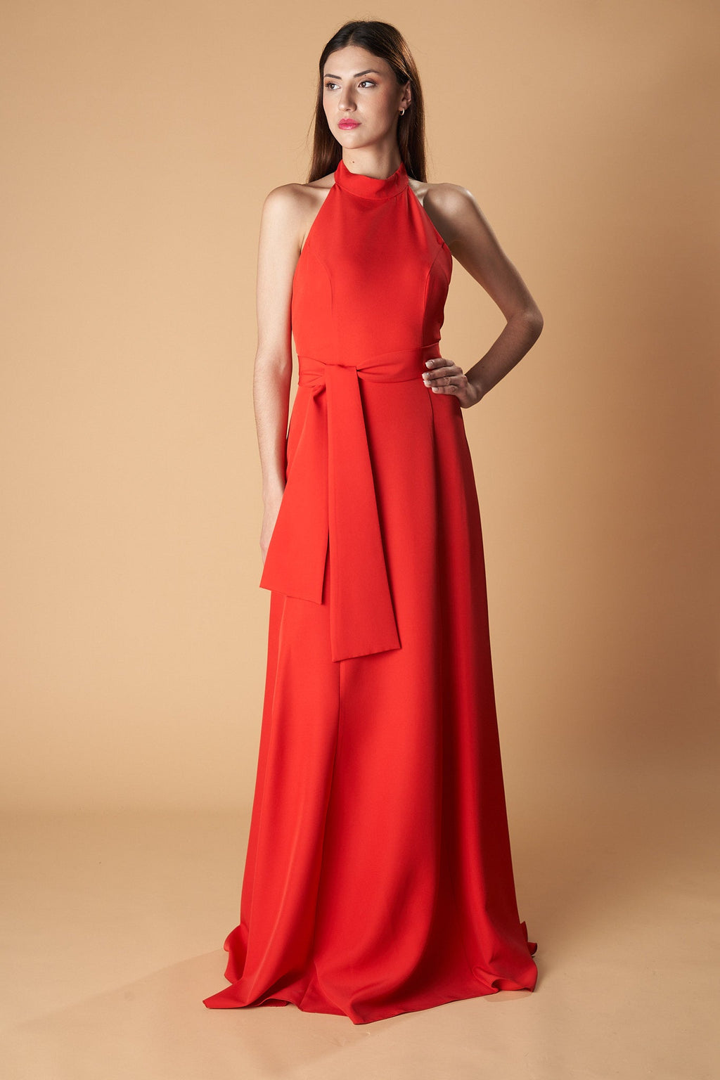 Vestido Largo Halter Asimétrico