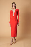 Vestido Midi Crepé Estructurado