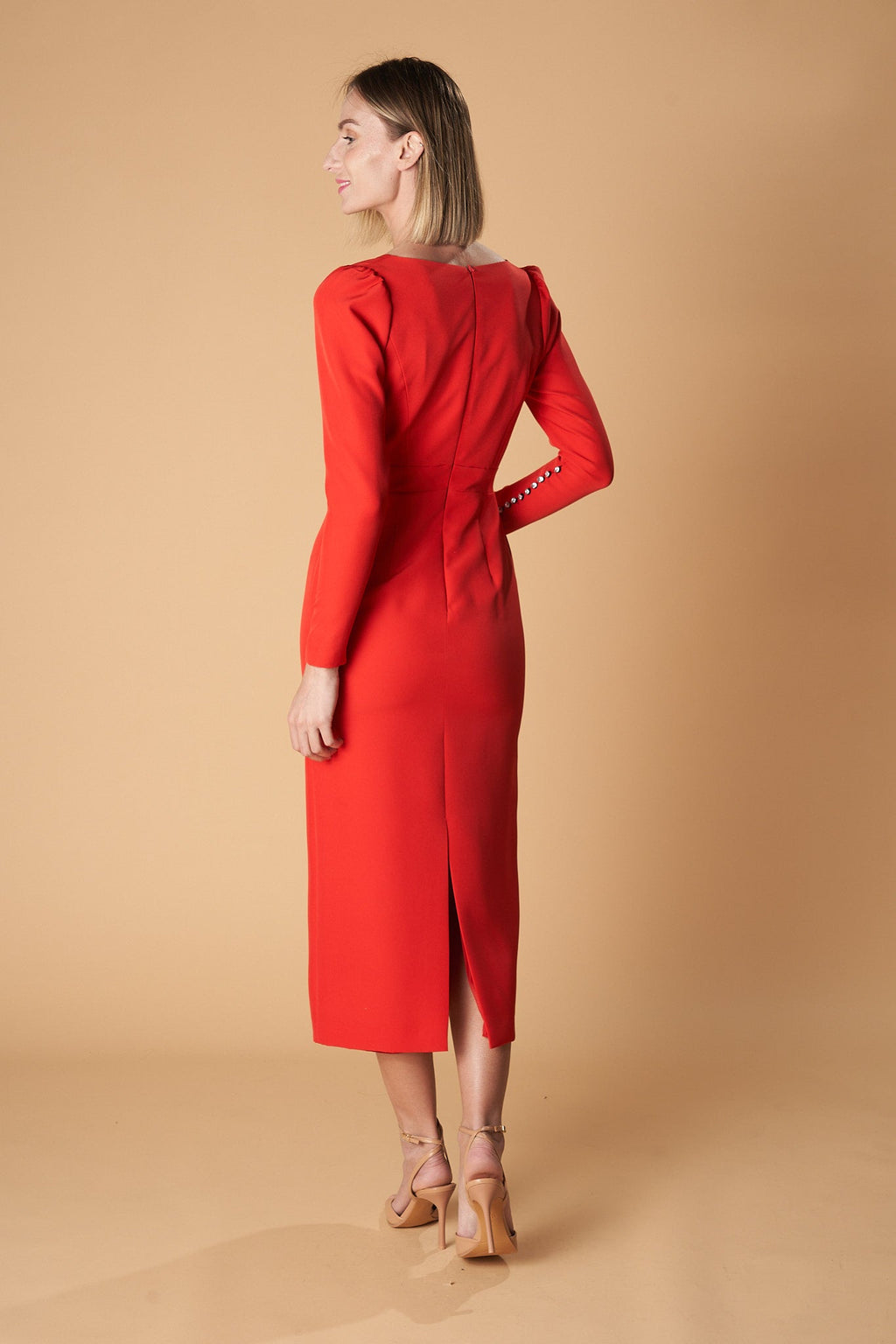 Vestido Midi Crepé Estructurado